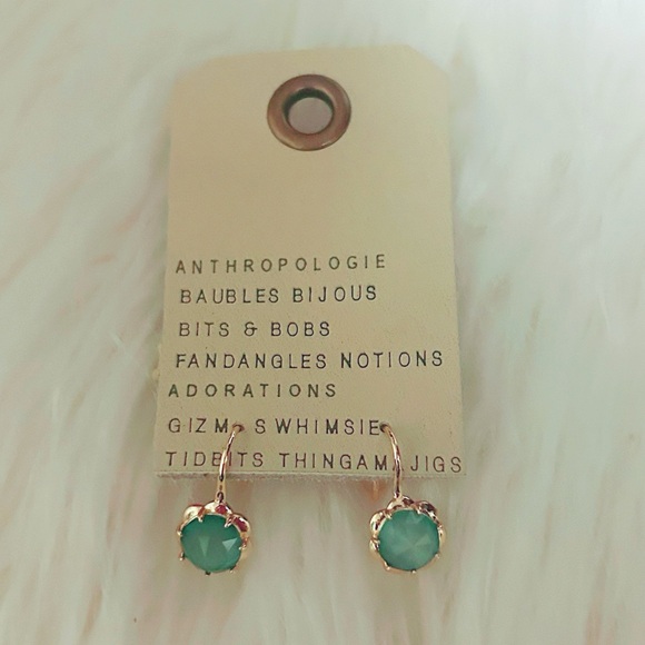 Anthropologie Gold and Blue Fishhook Earrings - Picture 3 of 5